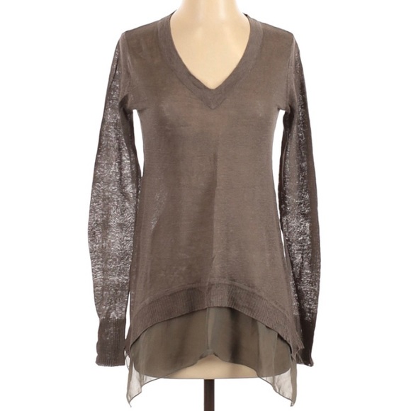 Central Park West Sweaters - CENTRAL PARK WEST XS olive linen cardigan in excellent condition